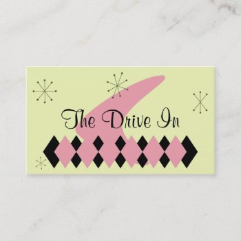 Retro Pink And Black Argyle Mid Century Modern Business Card by tjustleft at Zazzle