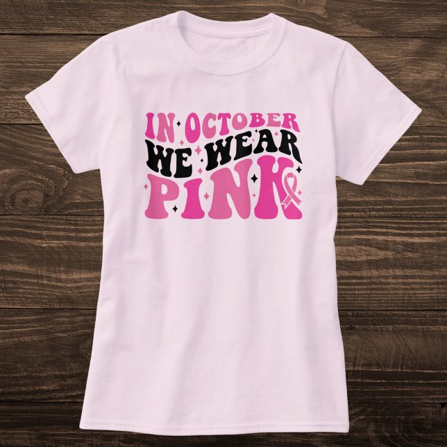 Retro Pink and Black Breast Cancer Awareness T-Shirt (Creator Uploaded)