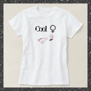 Retro Pink and Black Cool Girl with Sunglasses T-Shirt