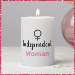 Retro Pink and Black Independent Woman Pillar Candle