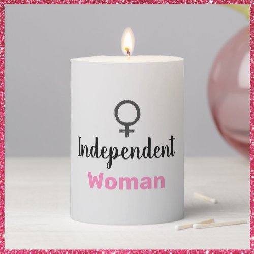 Retro Pink and Black Independent Woman Pillar Candle