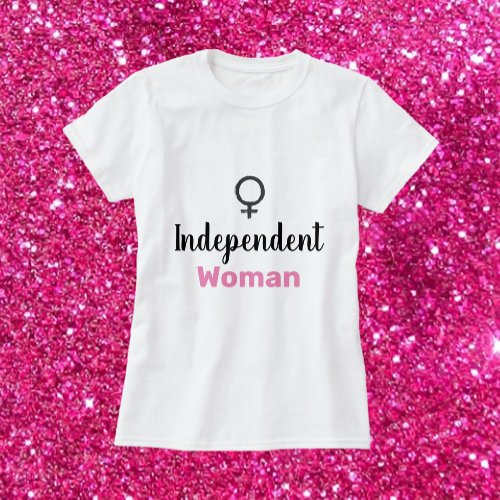 Retro Pink and Black Independent Woman T_Shirt