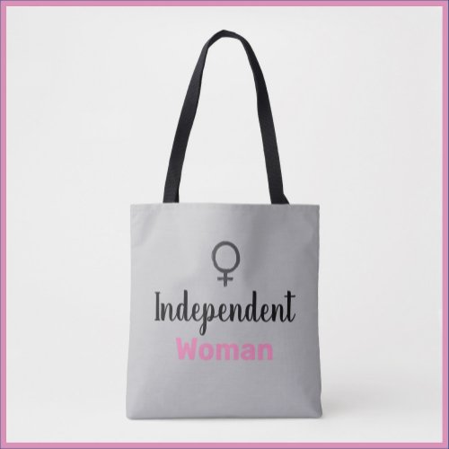 Retro Pink and Black Independent Woman Tote Bag