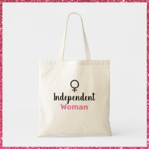 Retro Pink and Black Independent Woman Tote Bag