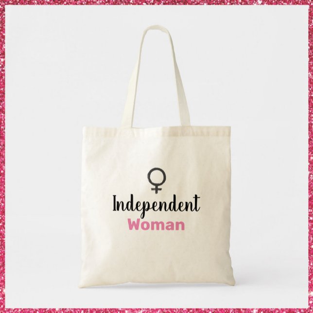 Retro Pink and Black Independent Woman Tote Bag (Creator Uploaded)