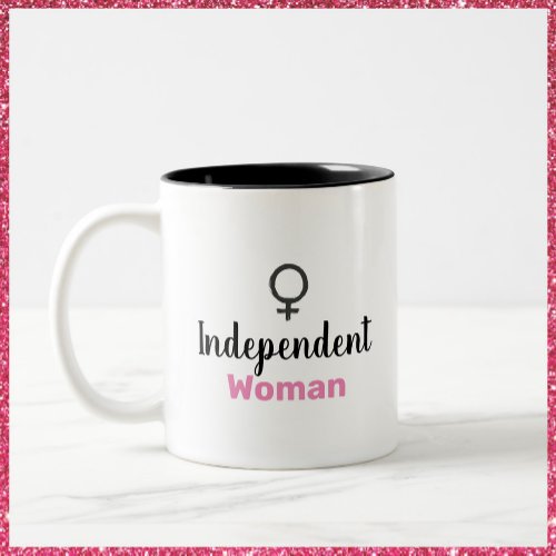Retro Pink and Black Independent Woman Two_Tone Coffee Mug