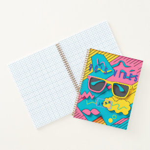 Retro Pink and Blue 90's Vibes Personalized Notebook