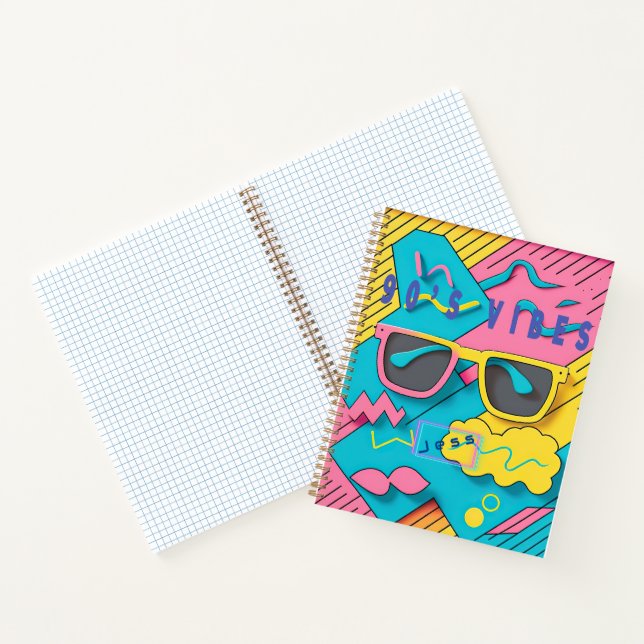 Retro Pink and Blue 90's Vibes Personalized Notebook (Inside)