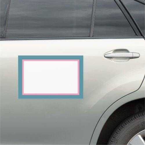 Retro Pink and Blue Border Car Magnet