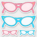 Retro Pink And Blue Cat Eye Glasses Sticker at Zazzle