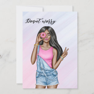 Retro Pink and Blue Donut Girl Bachelorette Party Invitation