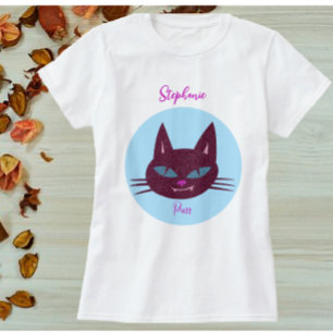 Retro Pink and Blue Purring Kitty T-Shirt