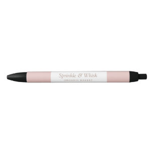 Retro Pink And Brown Heart Stripes Bakery Pen