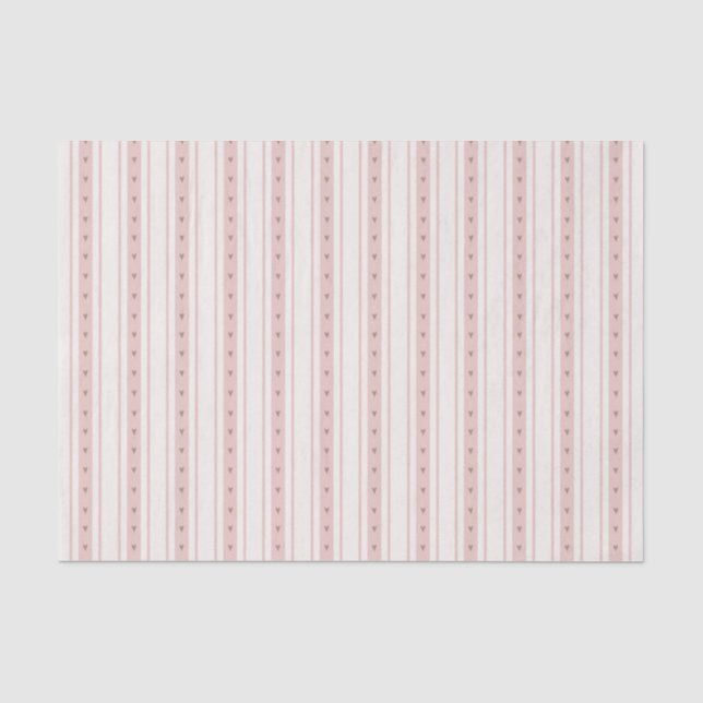 Retro Pink And Brown Heart Stripes Bakery Tissue Paper (Front)