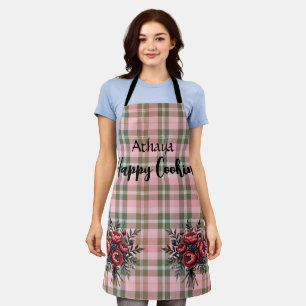 Retro Pink and flower Stripes Apron