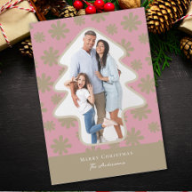 Retro Pink and Gold Floral Pine Tree Shaped Photo