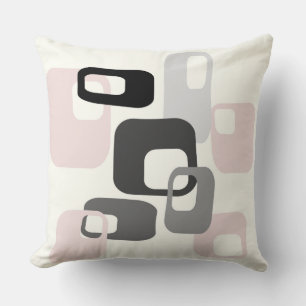 Retro pink and Gray Geometric Throw Pillow