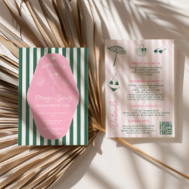 Retro Pink And Green Beverly Hills Bachelorette Invitation