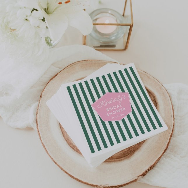 Retro Pink And Green Beverly Hills Bridal Shower Napkins (Retro pink and green glamour era napkins)