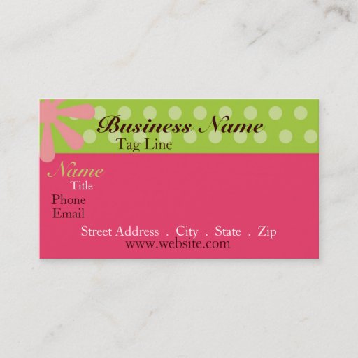 Customizable Retro Pink and Green Business Card