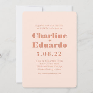 Retro Pink and Green Handwriting Wedding Invitatio Invitation