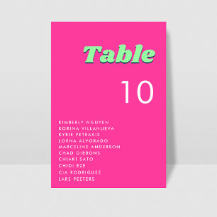 Retro Pink and Green Table Number Seating Chart