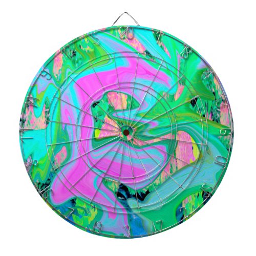 Retro Pink and Light Blue Liquid Art on Hydrangea Dart Board