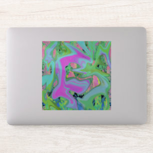 Retro Pink and Light Blue Liquid Art on Hydrangea Sticker