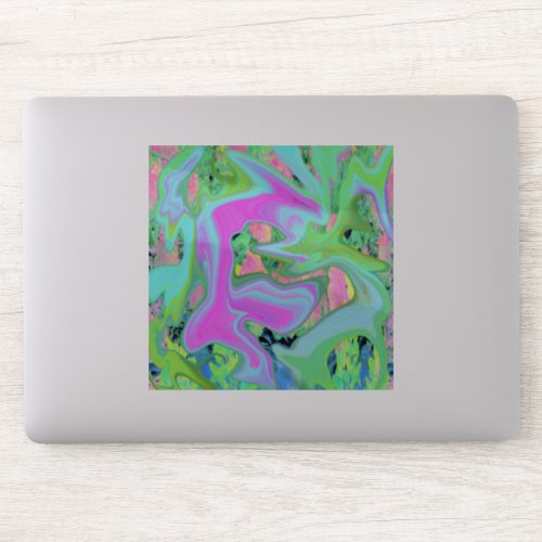 Retro Pink and Light Blue Liquid Art on Hydrangea Sticker