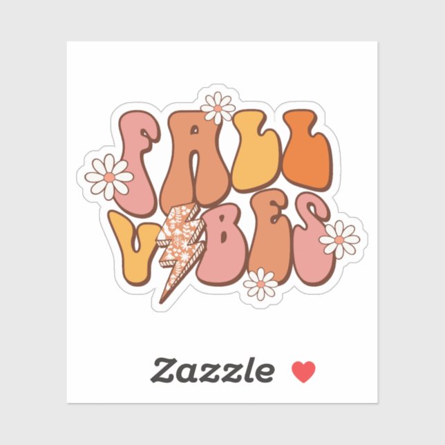 Retro Pink and Orange Fall Vibes Sticker (Sheet)