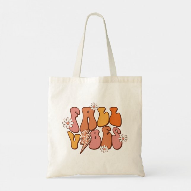 Retro Pink and Orange Fall Vibes Tote Bag (Back)