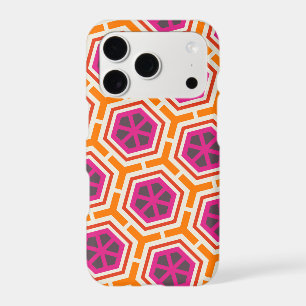 Retro Pink and Orange Modern Geometric Pattern iPhone 17 Pro Case
