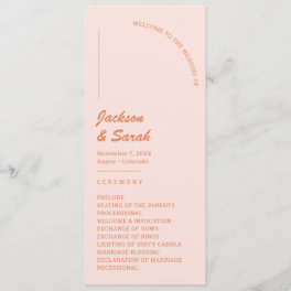 Retro Pink and Orange Wedding Program