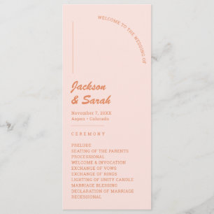 Retro Pink and Orange Wedding Program