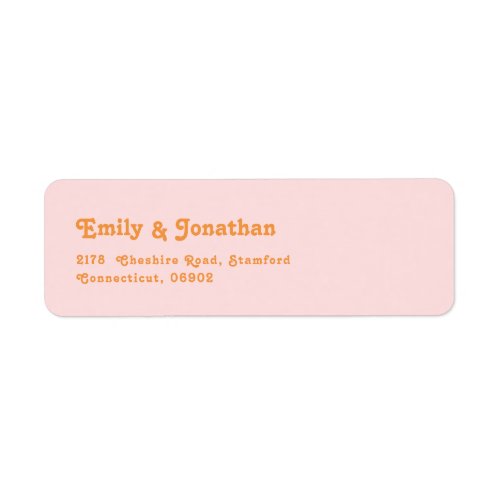 Retro Pink and Orange Wedding Return Address  Label