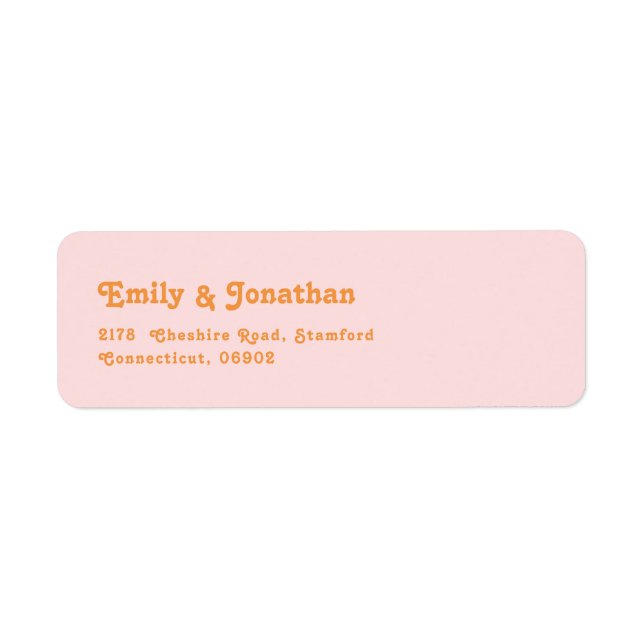 Retro Pink and Orange Wedding Return Address  Label (Front)