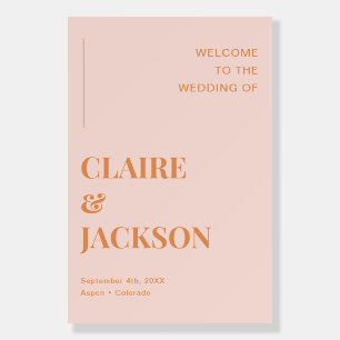 Retro Pink and Orange Wedding Welcome Sign