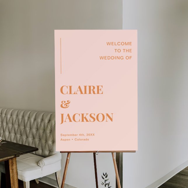 Retro Pink and Orange Wedding Welcome Sign (Creator Uploaded)