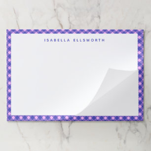 Retro Pink and Purple Gingham Plaid Personalized  Paper Pad