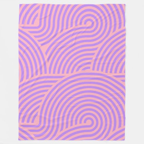 Retro Pink and Purple Groovy Lines Pattern Fleece Blanket
