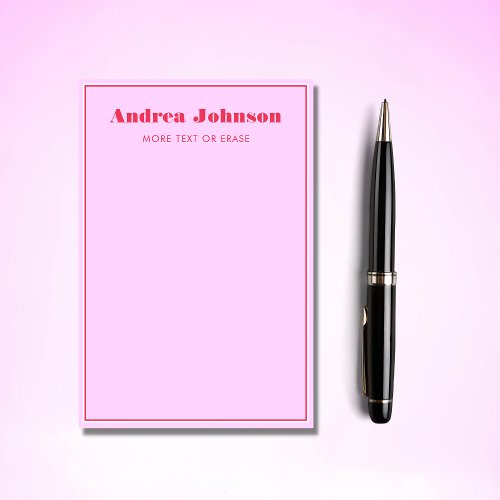 Retro Pink and Red Bold Typography Name Monogram Post_it Notes