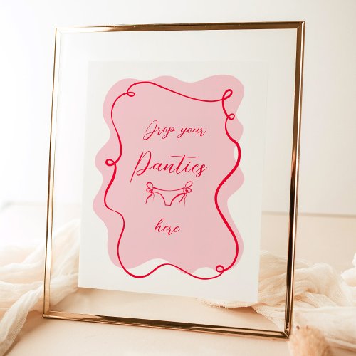 Retro pink and red drop your panties bachelorette poster