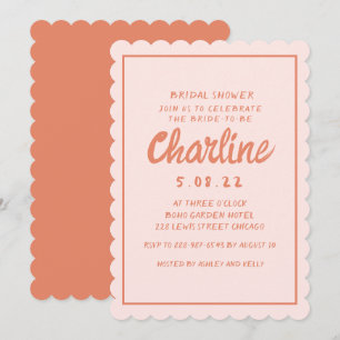 Retro Pink and Red Handwriting Bridal Shower Invit Invitation