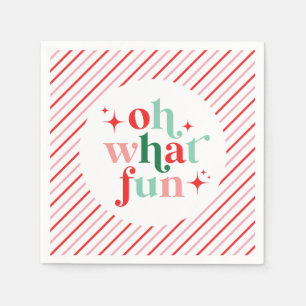 Retro Pink and Red Oh What Fun Napkins