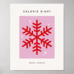 Retro Pink And Red Snowflake Christmas Poster<br><div class="desc">Christmas Illustration – Snowflake – Pink And Red Holiday Print.</div>