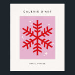 Retro Pink And Red Snowflake Christmas Poster<br><div class="desc">Christmas Illustration – Snowflake – Pink And Red Holiday Print.</div>