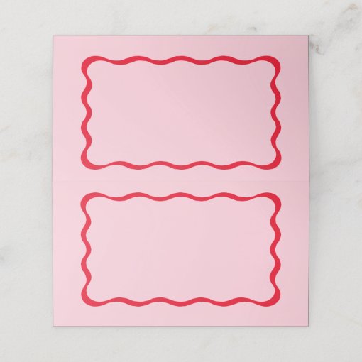 Retro pink and red squiggle wavy name place cards zazzle