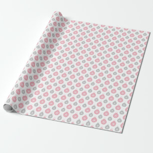 Retro pink and silver ornaments Wrapping Paper