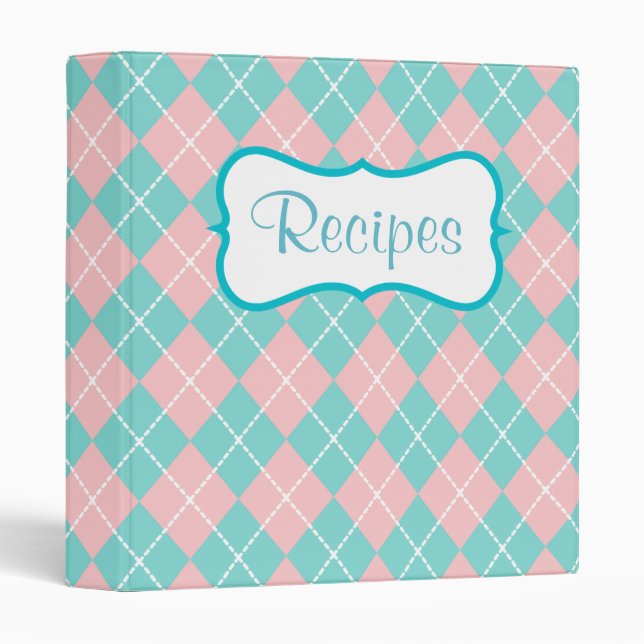 Retro Pink and Turquoise Recipe Binder (Front/Spine)