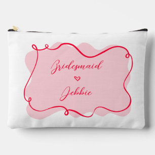 Retro pink and wavy bridesmaid makeup access accessory pouch